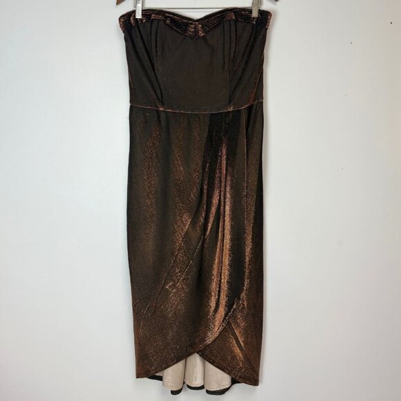 Women’s Bronze Maxi Strapless Dress W/Elbow Length Open-Front Jacket & Scarf - Picture 3 of 15